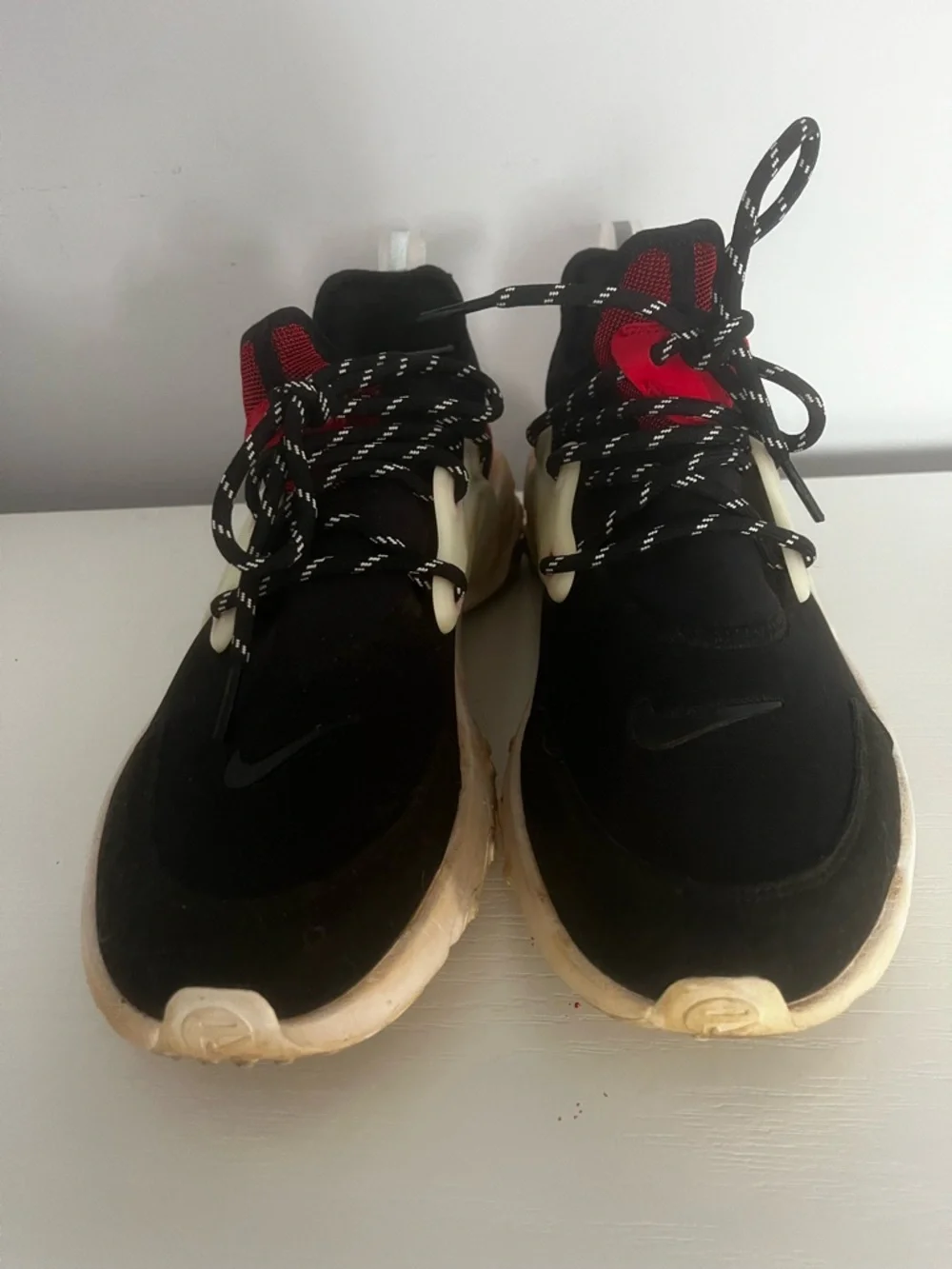 Nike Kids Black & Red Athletic Sneakers with Cream Accents